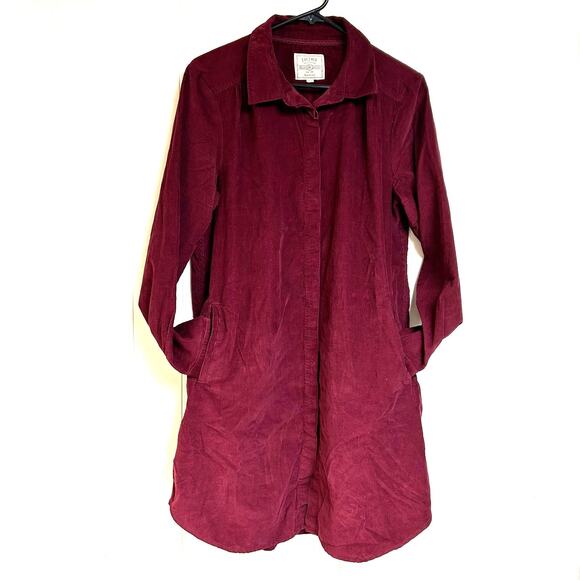 Fat Face Dresses & Skirts - FatFace Red Maroon Needlecord Corduroy Smock Shirt Dress Pockets Fall Size 10 R